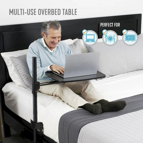 Table de lit réglable avec support pivotant pour ordinateur portable à 360 degrés Noir