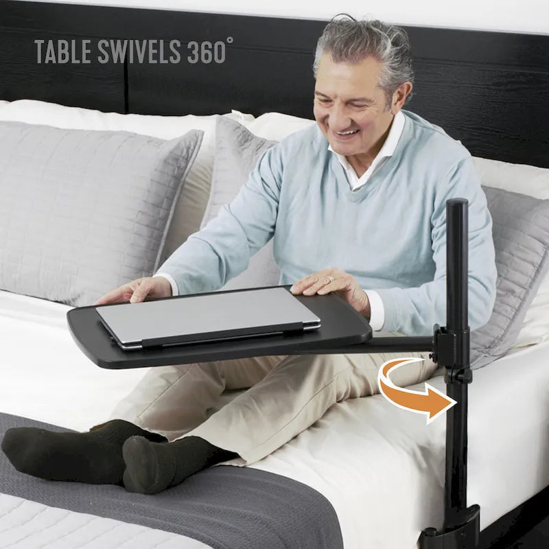Table de lit réglable avec support pivotant pour ordinateur portable à 360 degrés Noir