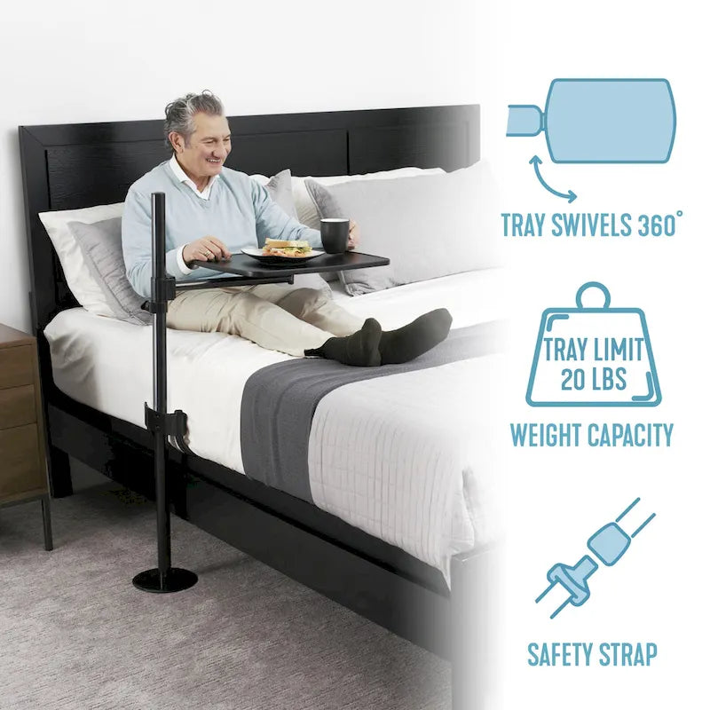 Table de lit réglable avec support pivotant pour ordinateur portable à 360 degrés Noir