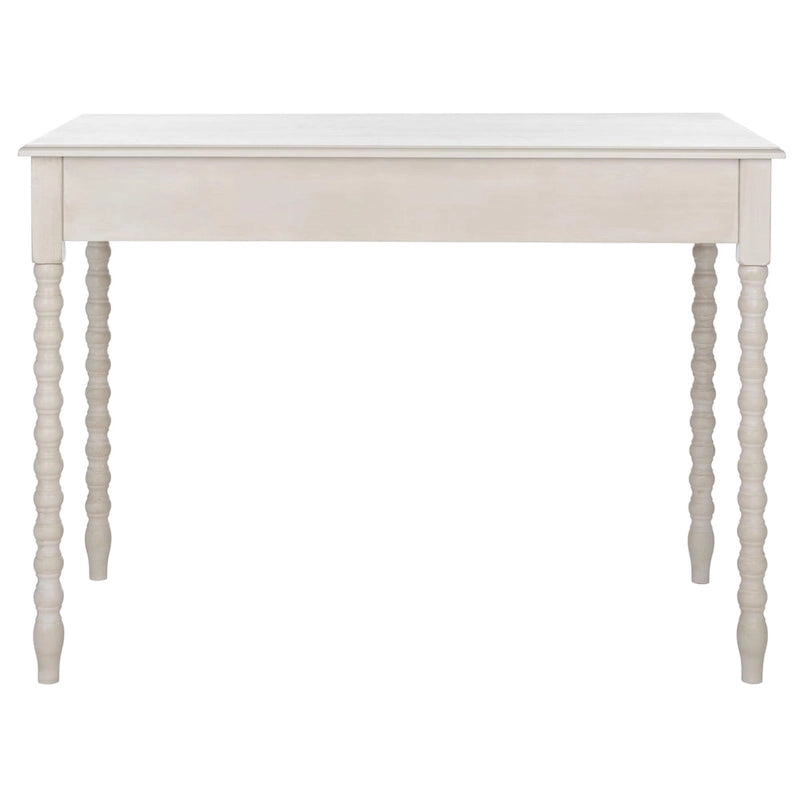 Bureau 2 tiroirs avec pieds tournés en boules, couleur taupe
