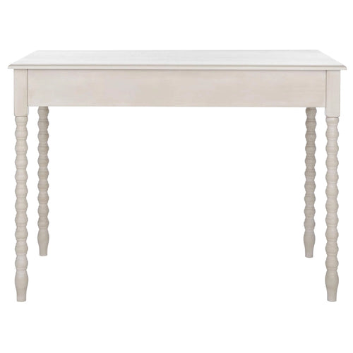Bureau 2 tiroirs avec pieds tournés en boules, couleur taupe