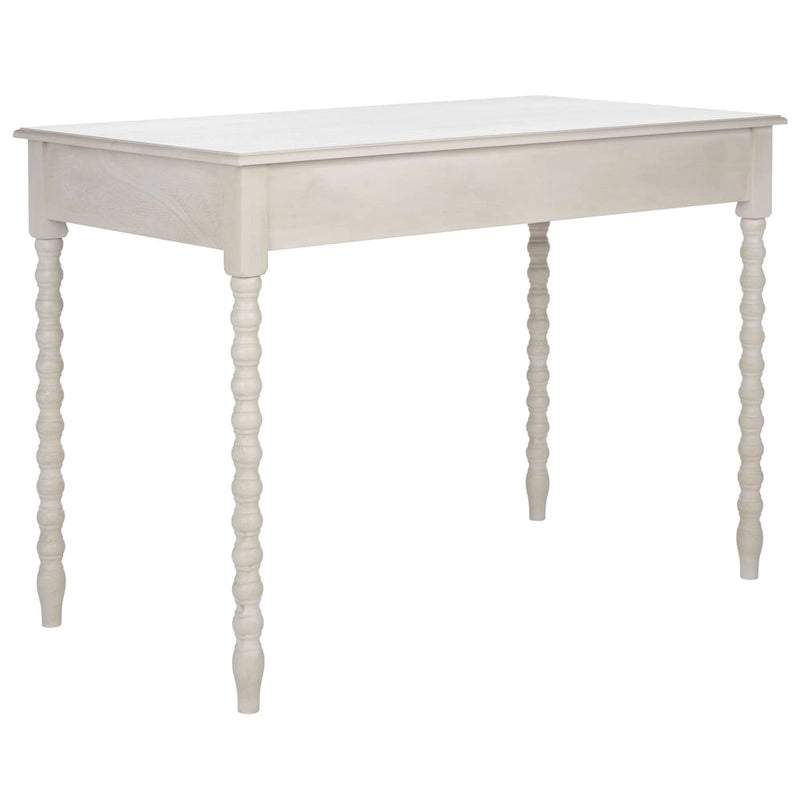 Bureau 2 tiroirs avec pieds tournés en boules, couleur taupe