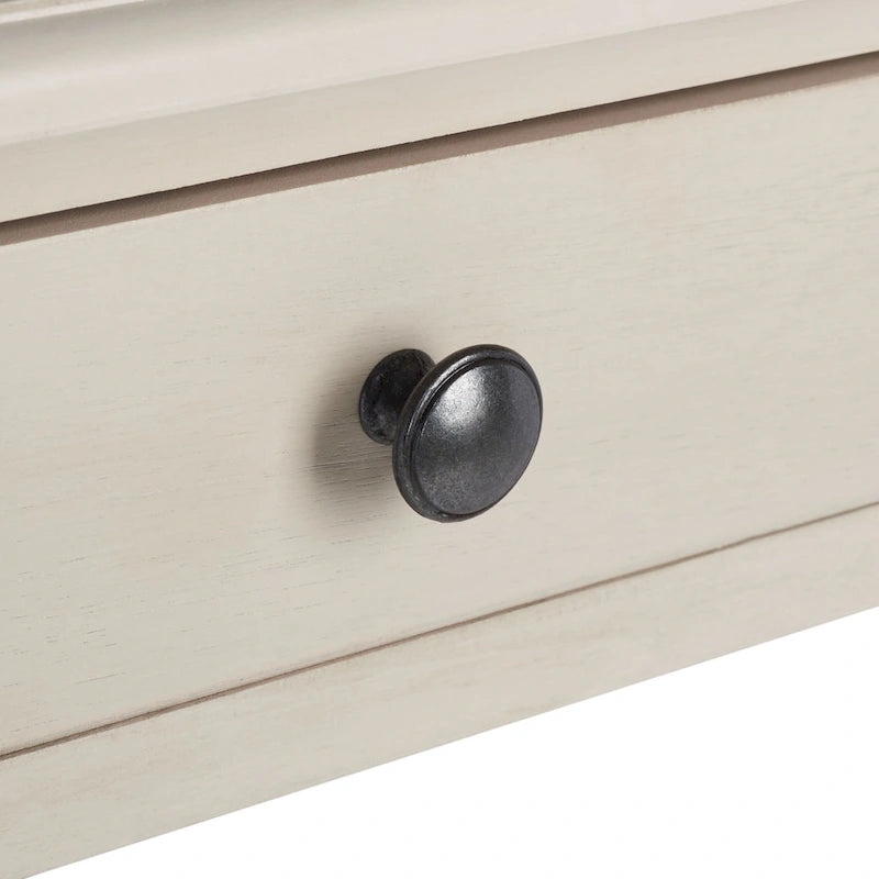 Bureau 2 tiroirs avec pieds tournés en boules, couleur taupe