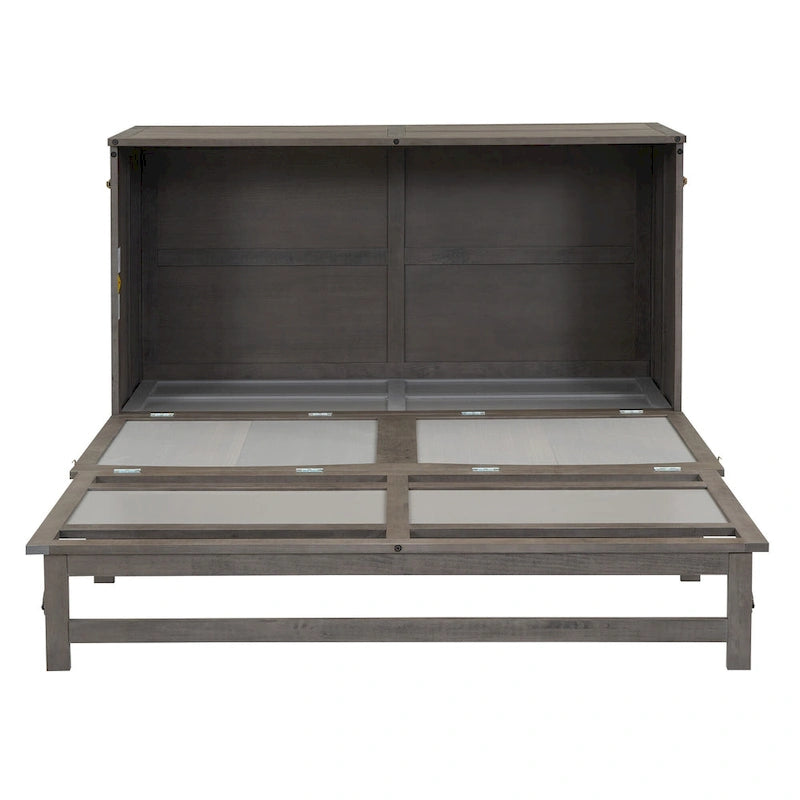 Armoire-lit escamotable murale avec tiroir de chargement USB, finition gris antique