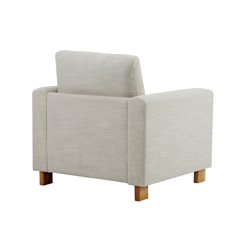 Fauteuil rembourré avec cadre en bois massif Tissu naturel anthracite