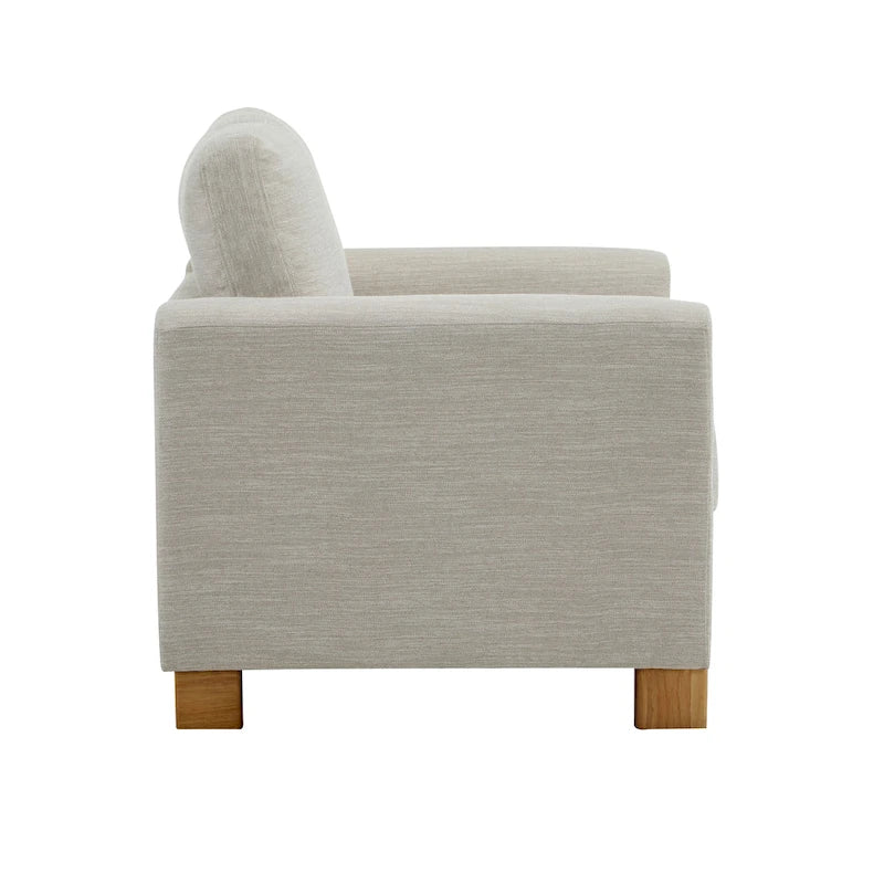 Fauteuil rembourré avec cadre en bois massif Tissu naturel anthracite