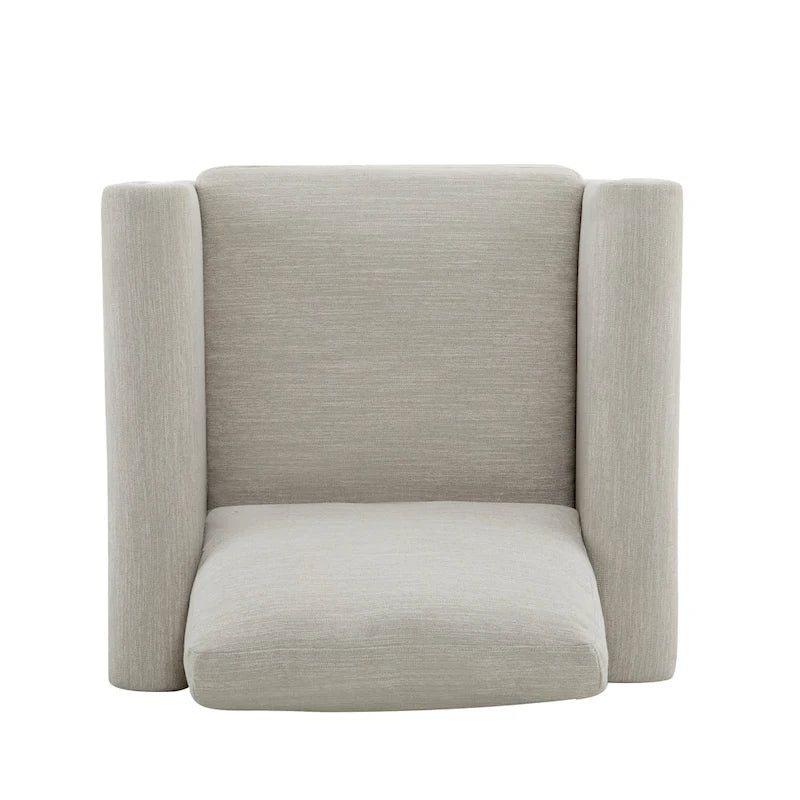 Fauteuil rembourré avec cadre en bois massif Tissu naturel anthracite