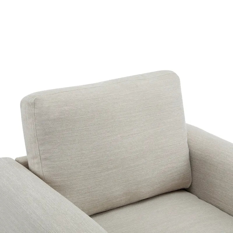 Fauteuil rembourré avec cadre en bois massif Tissu naturel anthracite