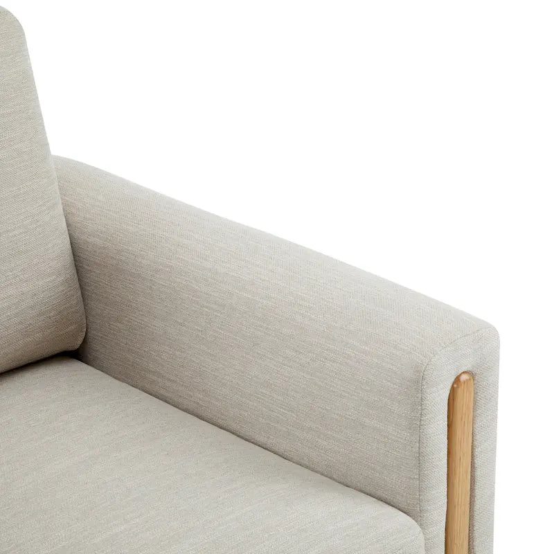Fauteuil rembourré avec cadre en bois massif Tissu naturel anthracite