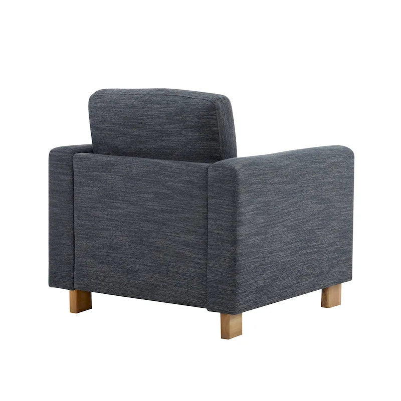 Fauteuil rembourré avec cadre en bois massif Tissu naturel anthracite
