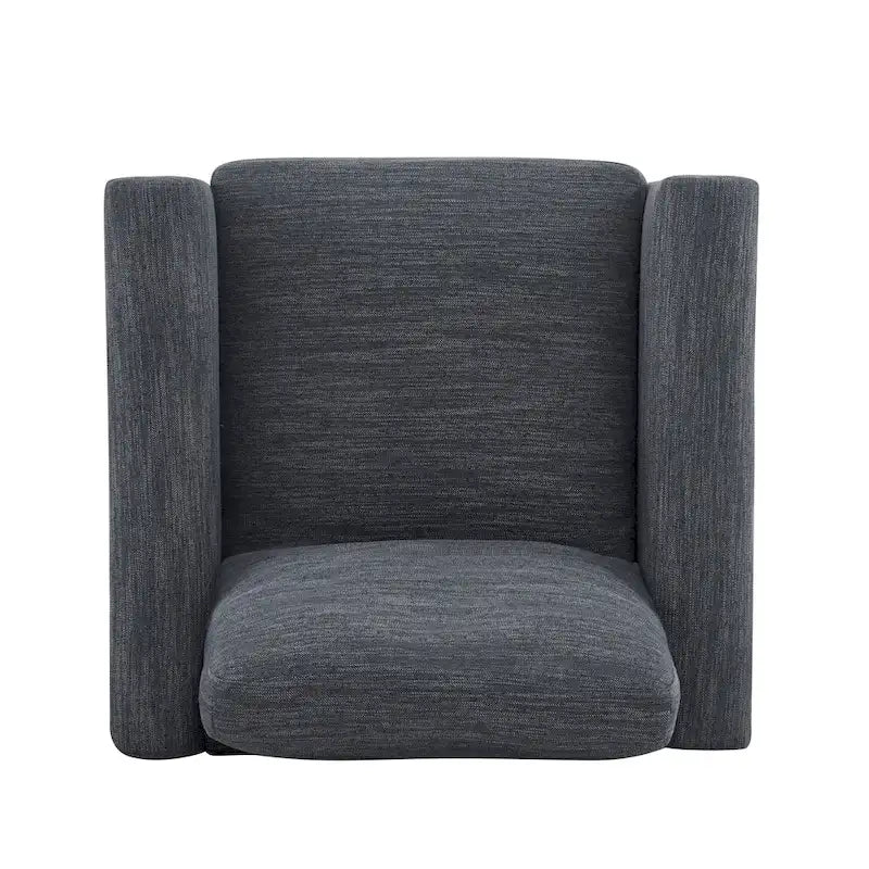 Fauteuil rembourré avec cadre en bois massif Tissu naturel anthracite