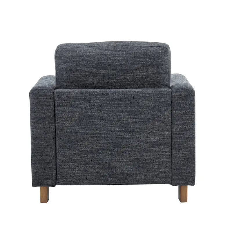 Fauteuil rembourré avec cadre en bois massif Tissu naturel anthracite