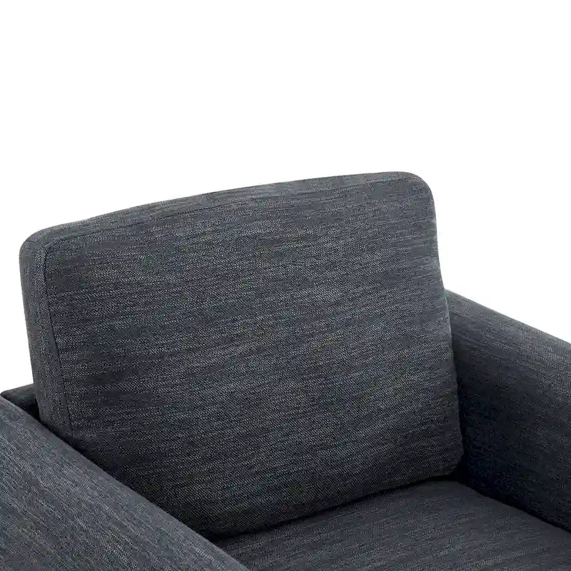 Fauteuil rembourré avec cadre en bois massif Tissu naturel anthracite