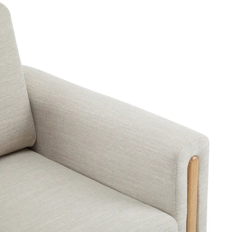 Fauteuil rembourré avec cadre en bois massif Tissu naturel anthracite