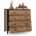 Commode à 4 tiroirs Meuble de rangement en bois Chêne Gris