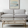 Table basse de rangement Off White Clear Gold en bois massif, verre et fer