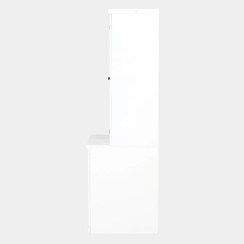 Vitrine haute blanche avec portes vitrées doubles et rangement solide