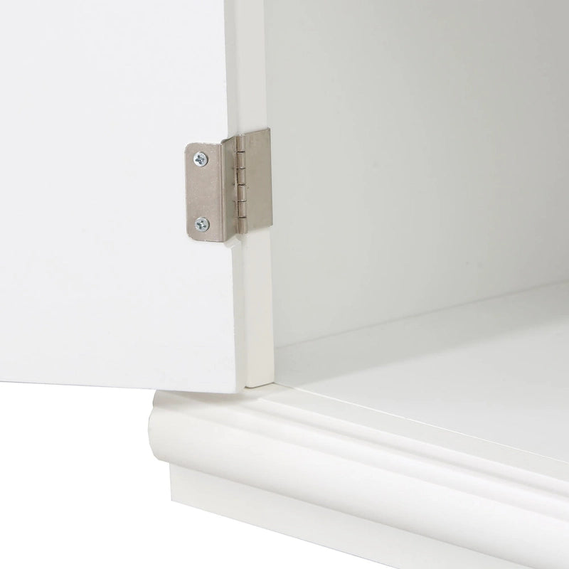 Vitrine haute blanche avec portes vitrées doubles et rangement solide