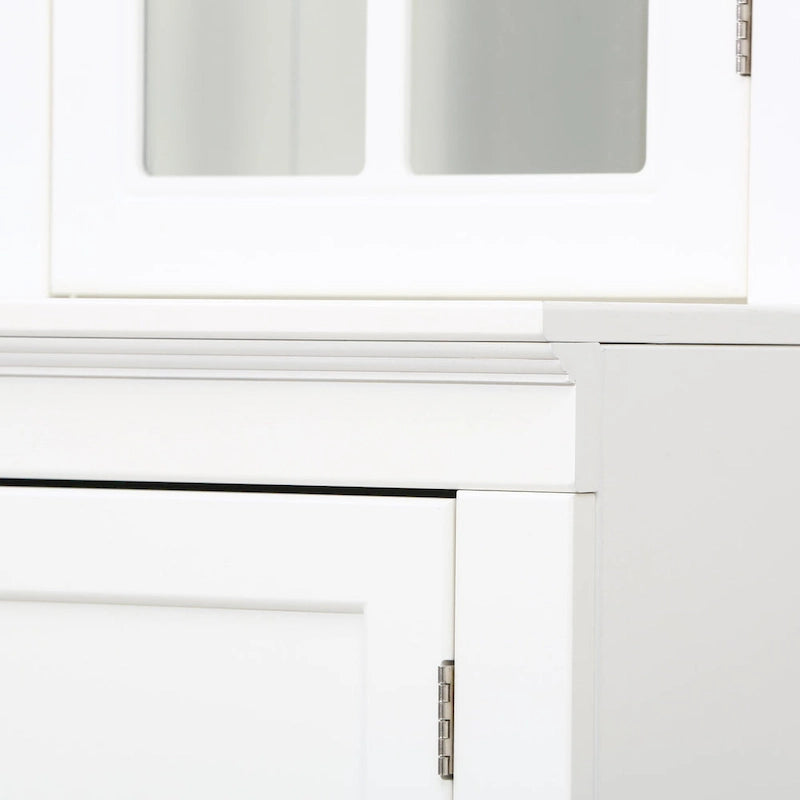 Vitrine haute blanche avec portes vitrées doubles et rangement solide