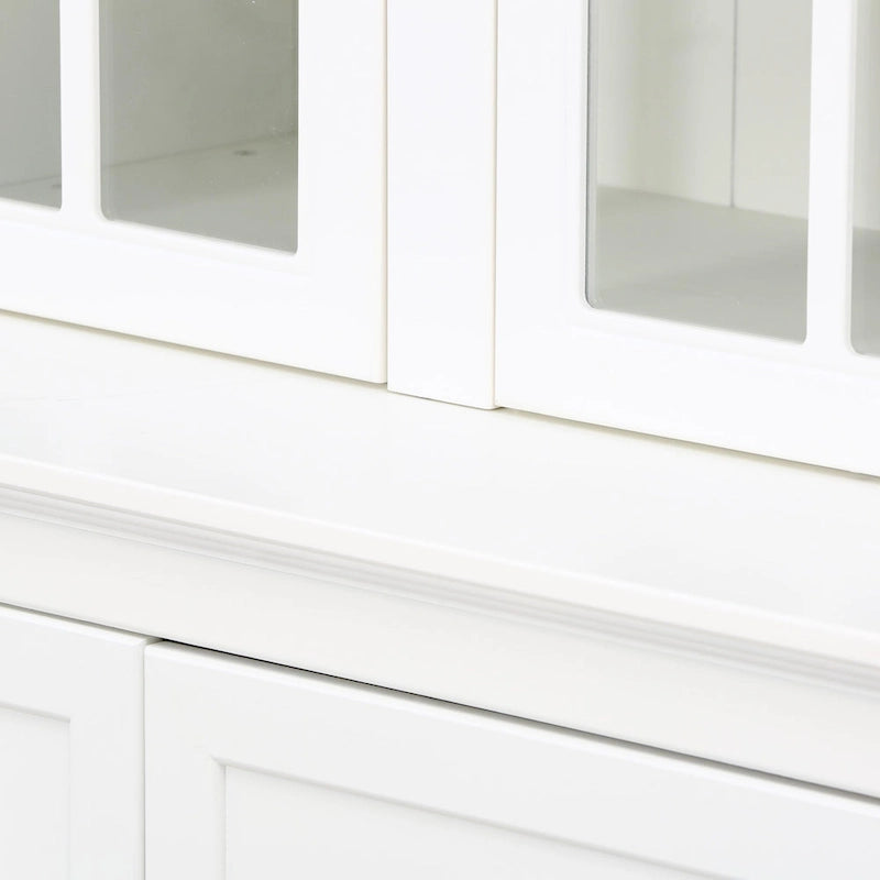 Vitrine haute blanche avec portes vitrées doubles et rangement solide