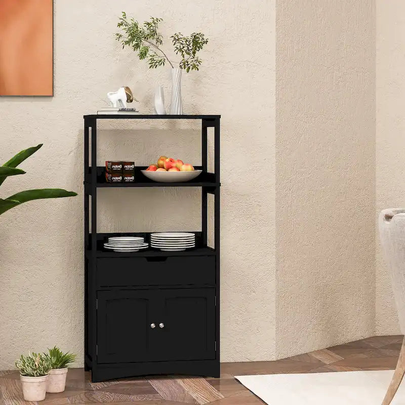 Meuble de rangement de salle de bain avec tiroir, étagères ouvertes et placard