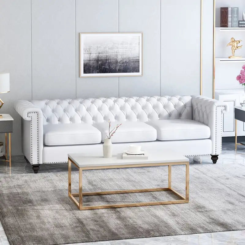 Chesterfield 3-seater Sofa with Button Tufting and Nailheads