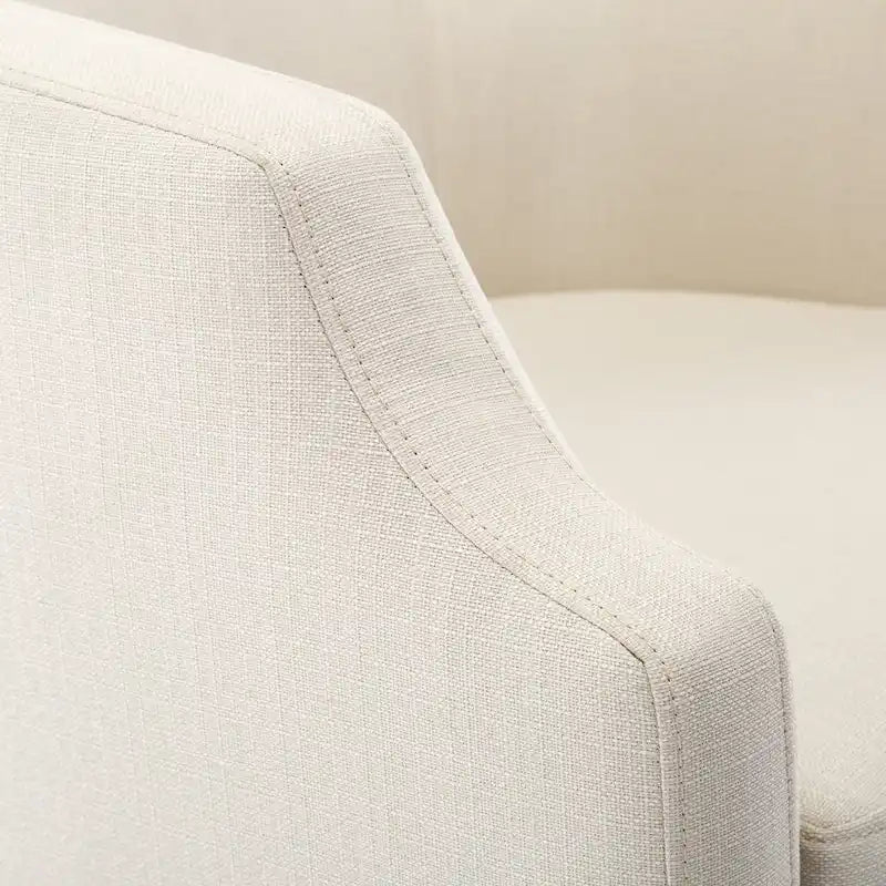 Fauteuil d'appoint pivotant et planeur en forme de tonneau, rembourré et doté d'accoudoirs à pince