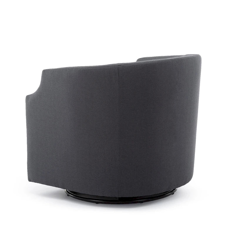 Fauteuil d'appoint pivotant et planeur en forme de tonneau, rembourré et doté d'accoudoirs à pince