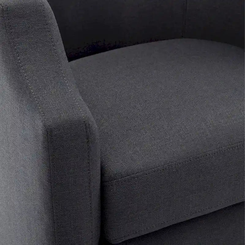 Fauteuil d'appoint pivotant et planeur en forme de tonneau, rembourré et doté d'accoudoirs à pince