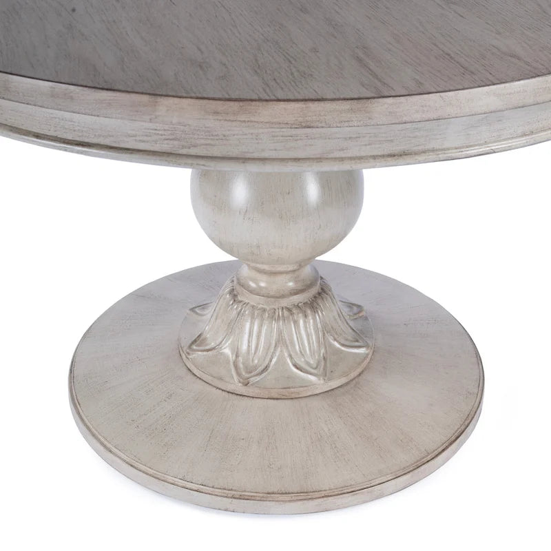 Table à manger ronde sur pied Placage en cerisier Bois massif Classique Élégante