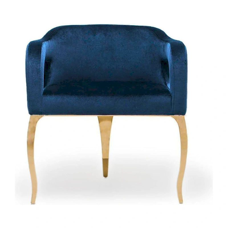 Chaise de salle à manger capitonnée en velours avec pieds en acier inoxydable doré