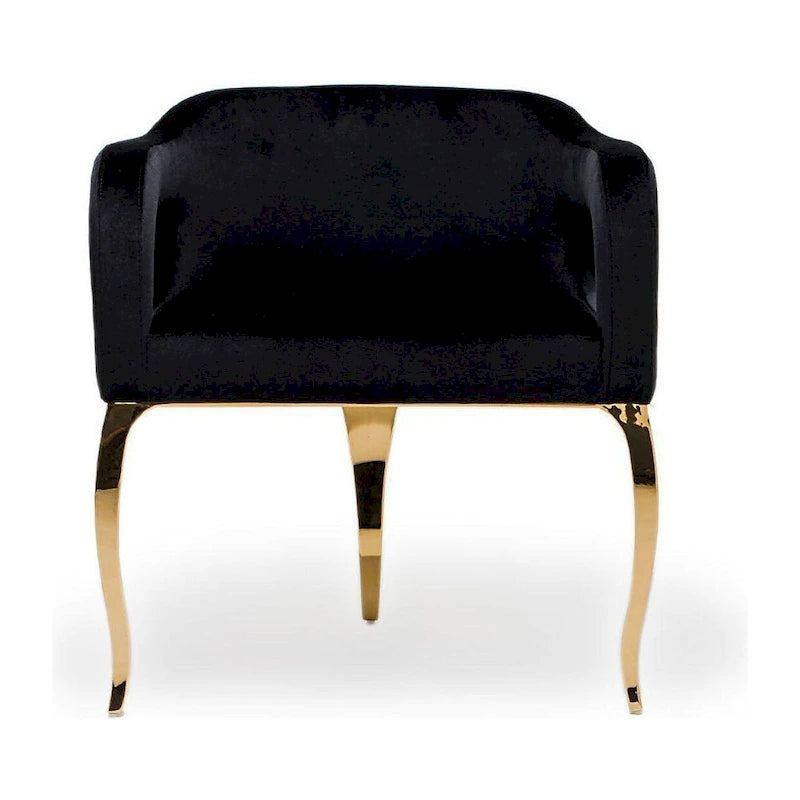 Chaise de salle à manger capitonnée en velours avec pieds en acier inoxydable doré