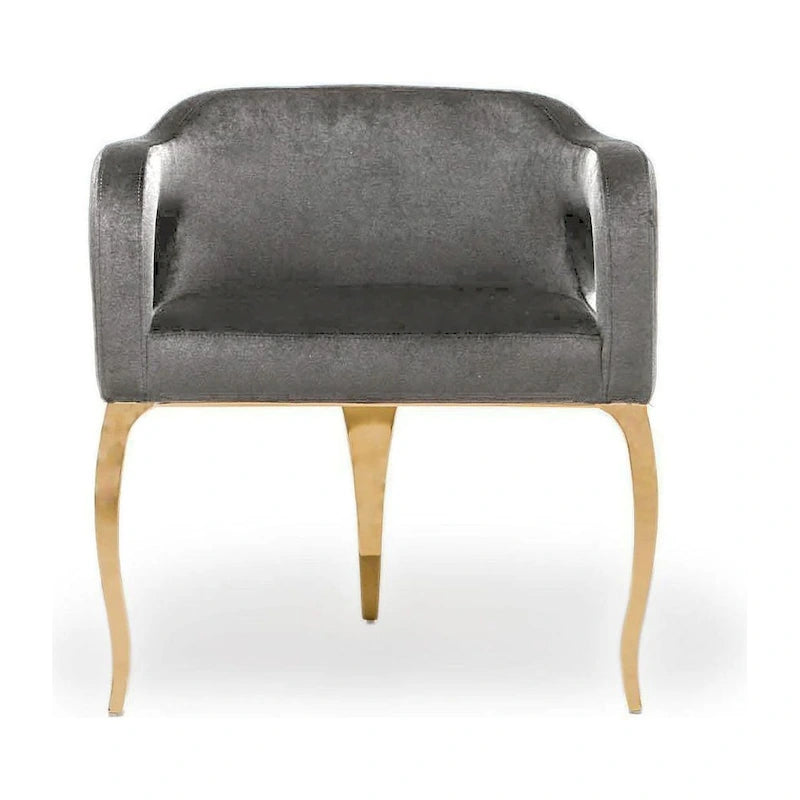 Chaise de salle à manger capitonnée en velours avec pieds en acier inoxydable doré