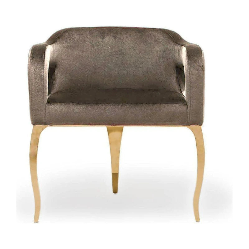 Chaise de salle à manger capitonnée en velours avec pieds en acier inoxydable doré