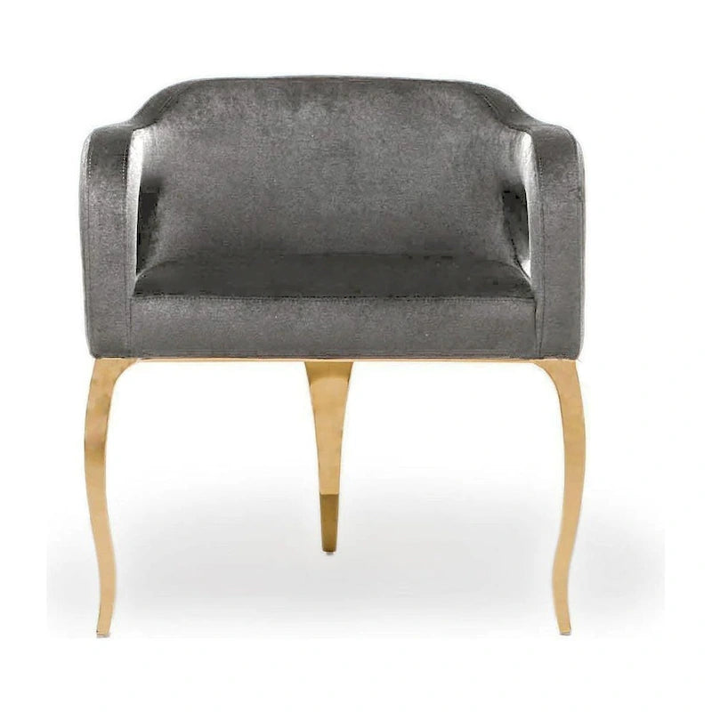 Chaise de salle à manger capitonnée en velours avec pieds en acier inoxydable doré