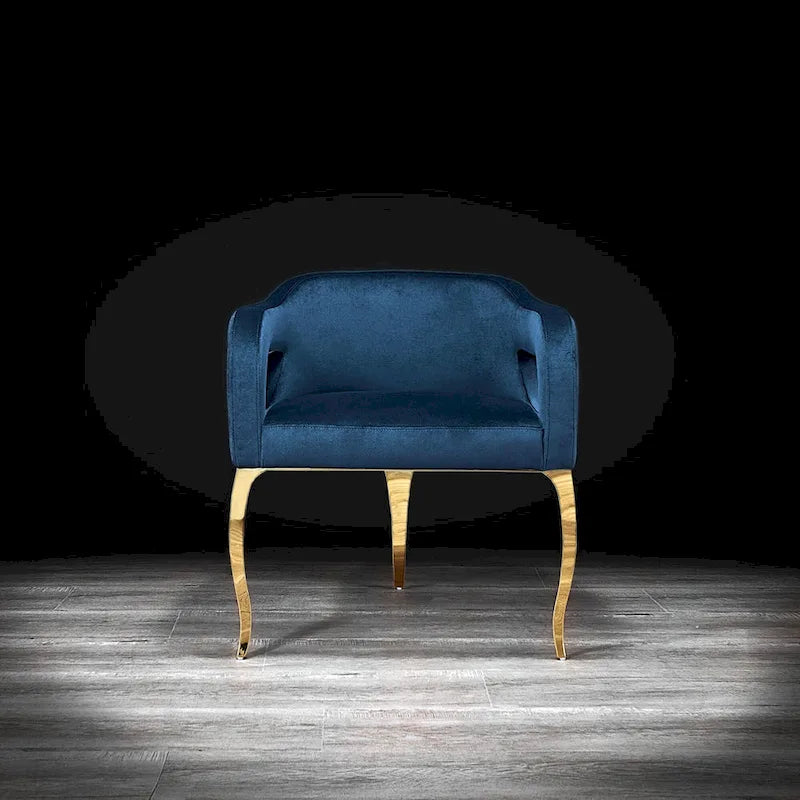 Chaise de salle à manger capitonnée en velours avec pieds en acier inoxydable doré