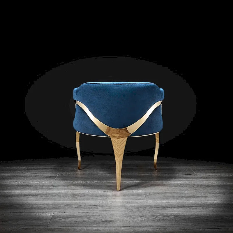 Chaise de salle à manger capitonnée en velours avec pieds en acier inoxydable doré