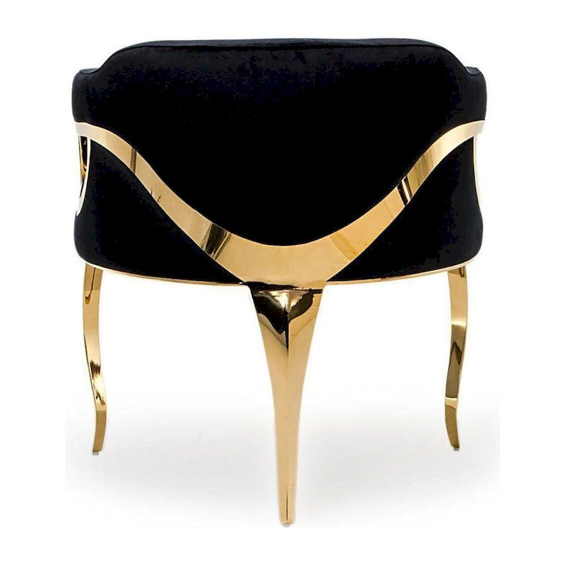 Chaise de salle à manger capitonnée en velours avec pieds en acier inoxydable doré