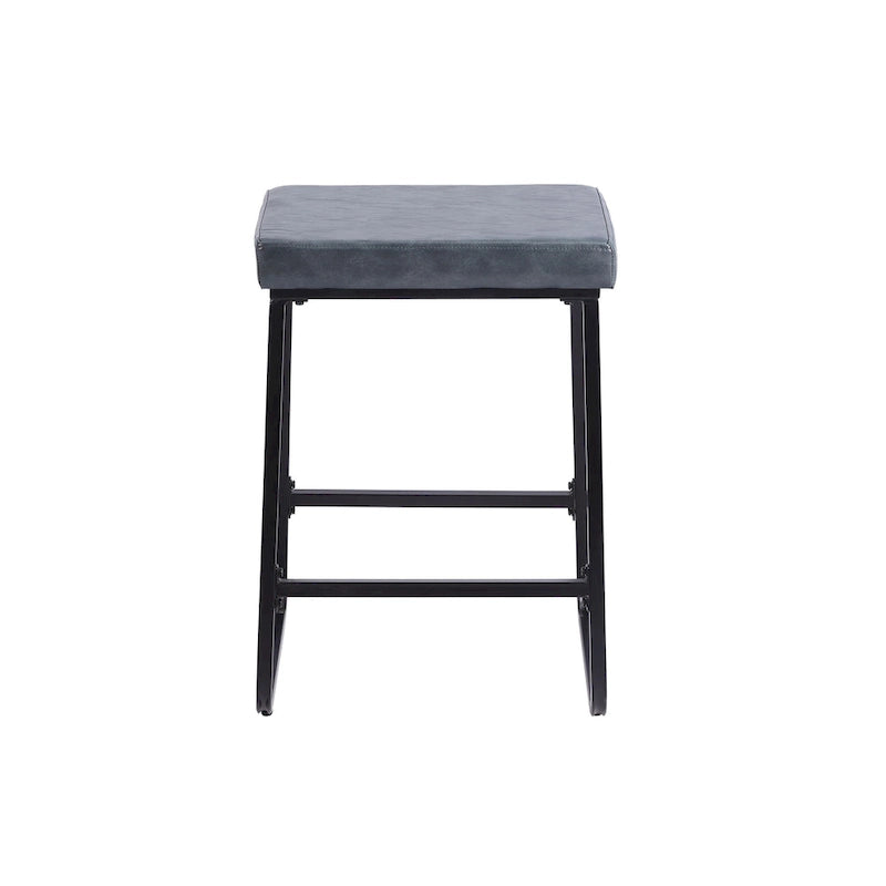 Tabouret de comptoir rembourré en similicuir avec pieds en fer résistant à la rouille, marron bleu noir