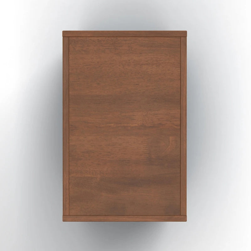 Table d'appoint de style fermier avec rangement dissimulé, en denim bleu et bois bicolore (dessus couleur whisky)
