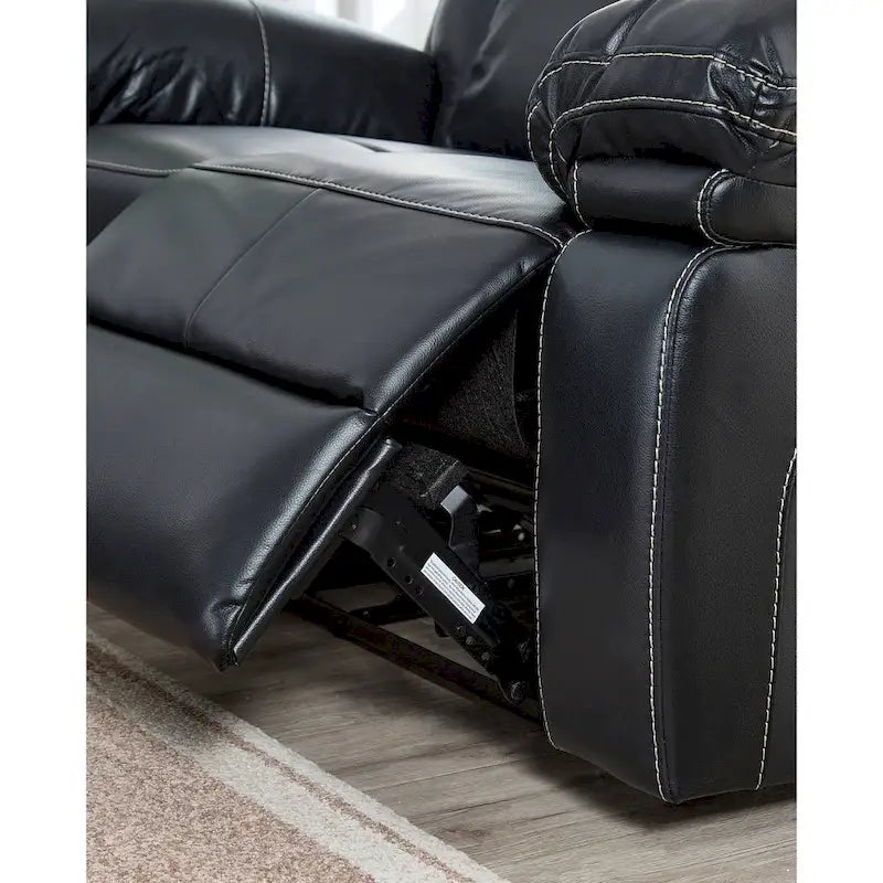 Canapé Inclinable Deux Places en Similicuir Beige avec Repose-pieds et Porte-gobelets
