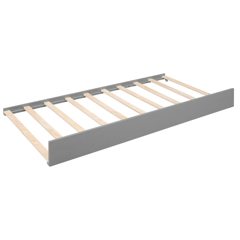 Lit de repos en bois avec deux lits gigognes, étagères de rangement et port USB