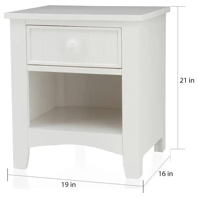 Table de chevet transitoire en bois à 1 tiroir avec étagère ouverte, chêne cerisier blanc expresso
