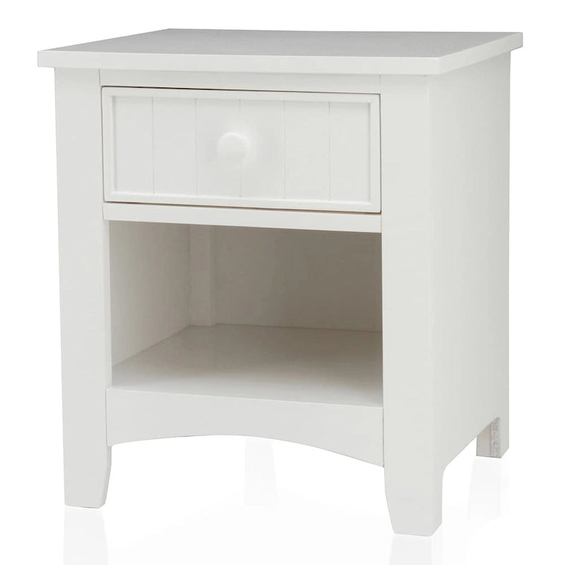 Table de chevet transitoire en bois à 1 tiroir avec étagère ouverte, chêne cerisier blanc expresso