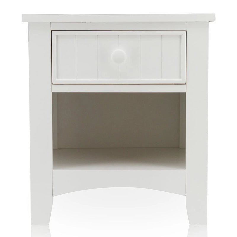 Table de chevet transitoire en bois à 1 tiroir avec étagère ouverte, chêne cerisier blanc expresso