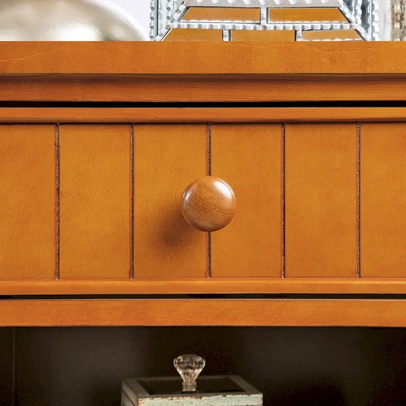 Table de chevet transitoire en bois à 1 tiroir avec étagère ouverte, chêne cerisier blanc expresso