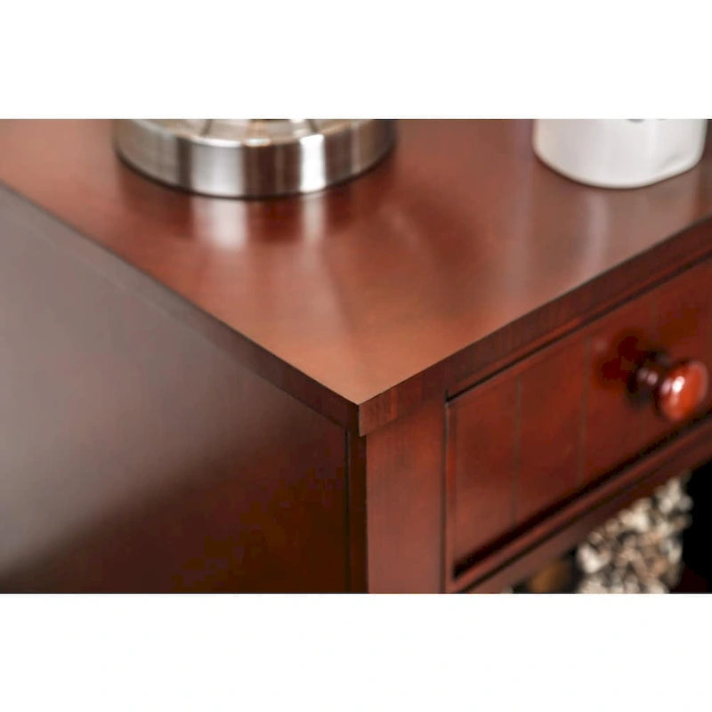 Table de chevet transitoire en bois à 1 tiroir avec étagère ouverte, chêne cerisier blanc expresso