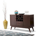 Buffet/Bahut Mid-Century Moderne en Bois Massif avec Étagère à Vin Marron Auburn