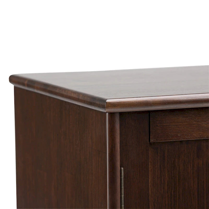 Buffet/Bahut Mid-Century Moderne en Bois Massif avec Étagère à Vin Marron Auburn