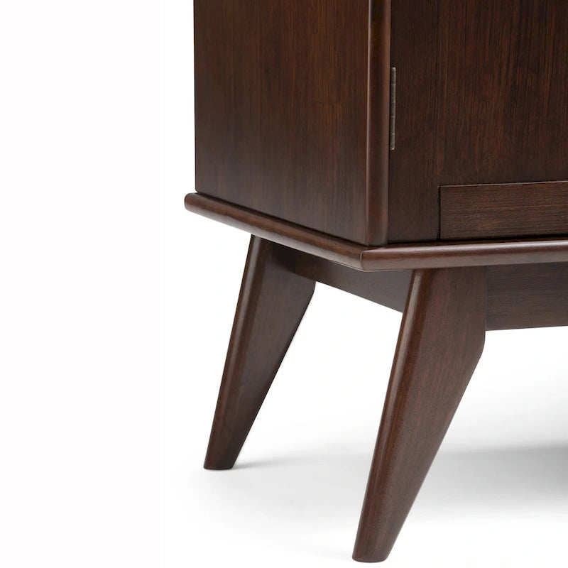 Buffet/Bahut Mid-Century Moderne en Bois Massif avec Étagère à Vin Marron Auburn
